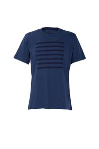 Keep Out Indigo heren T-shirt met ronde hals en gestreept printdetail