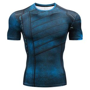 Rocacorp Compressieshirt voor heren, 3D-bedrukte T-shirts, sneldrogende hardlooplegging, sportkleding met korte mouwen, trainingskleding