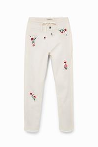 Desigual Denim joggingbroek met bloemen - WHITE