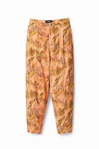 Desigual Koraalkleurige broek met safariprint - RED