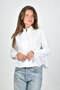 Academia blouse Miuccia met geplooide knoopsluiting 73D3-020 wit