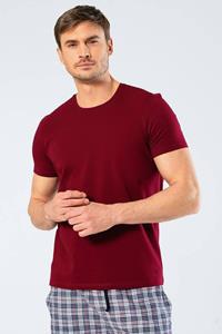 Markapia Cacharel Lycra T-shirt voor heren met ronde hals, Claret Red