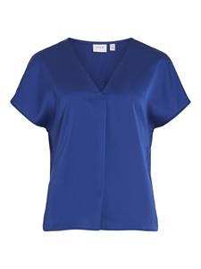 Vila Viellette v-neck ss satin top no kobalt