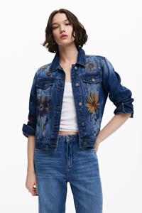 Desigual Trucker spijkerjack met bloemen - BLUE