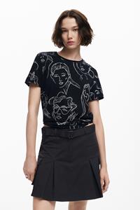 Desigual T-shirt met korte mouwen gezichten - BLACK