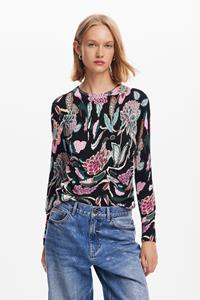 Desigual Gebreide trui met botanische patronen - BLACK