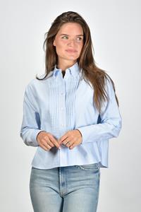 Academia blouse Miuccia met geplooide knoopsluiting blauw