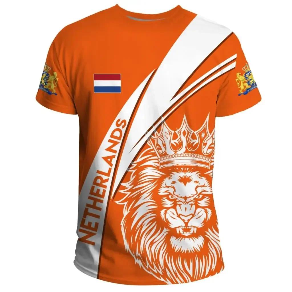ETST 07 Fashion 3D Netherlands National Flag Print T Shirt For Men Summer National Emblem T-Shirts Casual O-neck Short Sleeve Loose Tops
