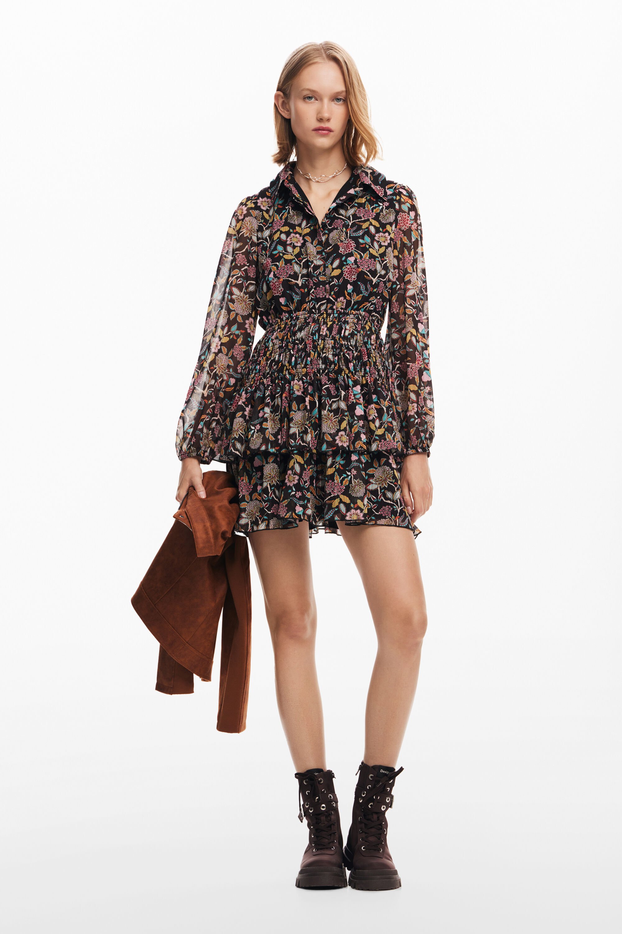 Desigual Korte bloemenjurk - BLACK