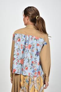 Max Mara Weekend  blouse Decano met sjaal print op de achterkant beige