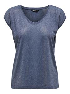 Only Onlsilvery S/s V Neck Lurex Top Jrs: