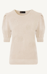 The Musthaves Knitted Pofmouwen Top Roses Beige