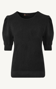 The Musthaves Knitted Pofmouwen Top Roses Zwart