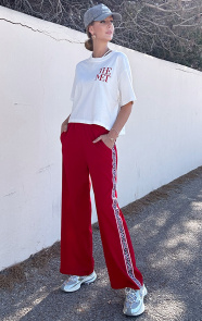 The Musthaves Yves Bies Straight Leg Pantalon Rood Leopard