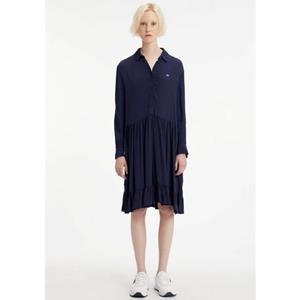 TOMMY JEANS Volantjurk TJW TIERED SHIRT DRESS met -merklabel