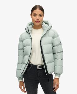 Superdry Vrouwen Sports Pufferjas met Capuchon Lichtgrijs