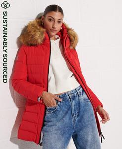 Superdry Female Lange Arctic Pufferjas Rood