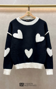 The Musthaves Detailed Heart Sweater Zwart