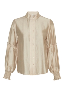 Moss Copenhagen Champagne satijnlook blouse ruffle details kitlyn romina