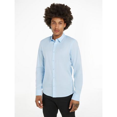 Calvin Klein Businessoverhemd STRETCH POPLIN SLIM SHIRT met -logo op de borst