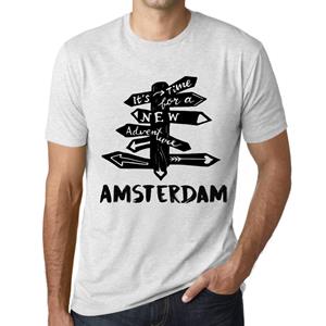 Ultrabasic Heren Vintage T-shirt Grafisch T-shirt Tijd voor nieuwe avonturen Amsterdam Vintage Wit