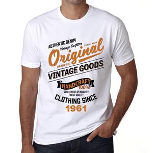 Ultrabasic Vintage T-shirt voor heren Grafisch T-shirt Vintage goederen sinds 1961 Wit