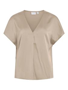 Vila Viellette v-neck ss satin top no beige