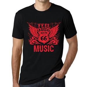 Ultrabasic Mannen Vintage Tee Shirt Grafisch T-shirt Voel de muziek diep zwart rode tekst