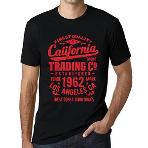 Ultrabasic Mannen Vintage Tee Shirt Grafisch T-shirt Californië Trading 1962 diep zwart rood tekst