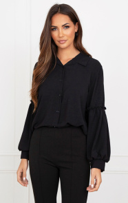 Jurkjes Ruffle Mouwen Blouse Dee Zwart