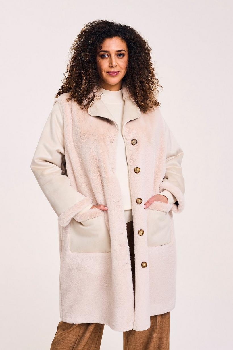 Mayerline Jas In Faux Fur Met Faux Daim Mouwen