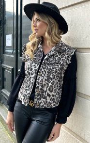 The Musthaves Ruffle Denim Gilet Leopard