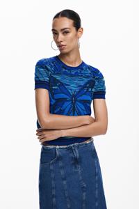 Desigual Gestreept T-shirt met vlinders - BLUE