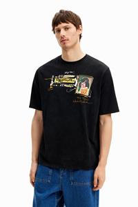 Desigual T-shirt met korte mouwen en Japanse stijl illustratie - BLACK