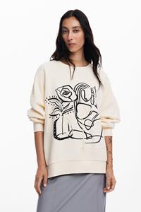 Desigual Oversized sweatshirt met bloem - WHITE