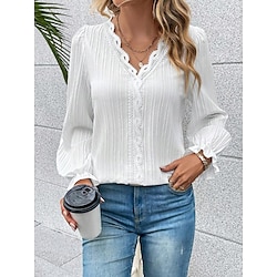 Light in the box Dames Blouse Werk Dagelijks Stijlvol Modern Lange mouw Wit Lente Herfst