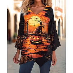 Light in the box Dames Tuniek Halloween Halloween 3/4 mouw Oranje Zomer Lente