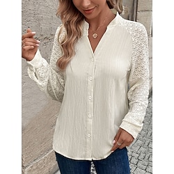 Light in the box Dames Blouse Dagelijks Elegant Casual Lange mouw Beige Lente Herfst