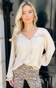 Jurkjes Pofmouwen Blouse Met Ruffle Demi Beige