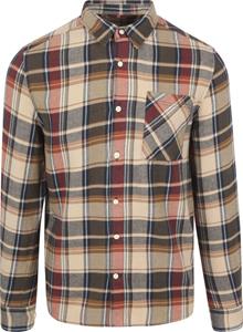 KnowledgeCotton Apparel Overhemd Flanel Ruiten Beige