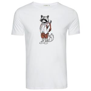 GreenBomb  Animal Raccoon Hike Guide T-Shirt Cotton - T-shirt, wit