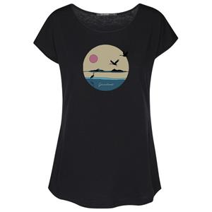 GreenBomb  Women's Nature Sun Cranes Cool T-Shirt Cotton - T-shirt, zwart