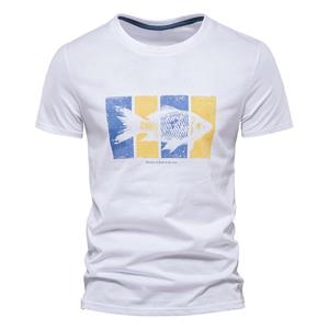 AIOPESON Men Fashion AIOPESON merkkwaliteit katoenen T-shirt voor mannen O-hals slanke korte mouw bedrukte grafische T-shirts zomer tops tees herenkleding