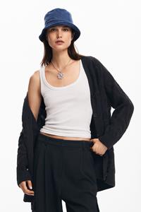 Desigual Oversized gebreid vest - BLACK