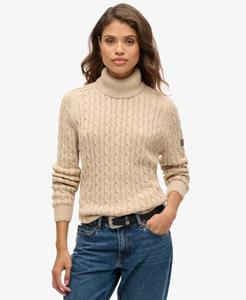 Superdry Vrouwen Slouchy Kabeltrui met Rolkraag Beige