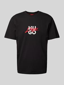 HUGO T-shirt met labelprint, model 'Dlogny'