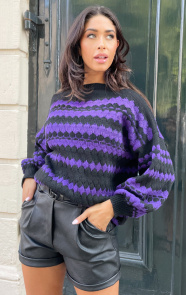 The Musthaves Boho Knitted Sweater Dark Purple