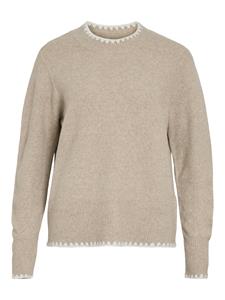 Vila Vihefna stitch detail knit topr zand