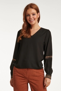 Smashed Lemon 23758-999-025 zwart en gouden v-hals top voor dames