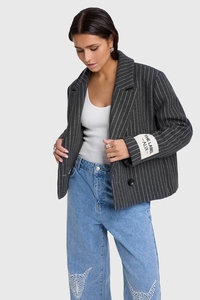 Alix The Label 2408531761 pinstripe cropped coat